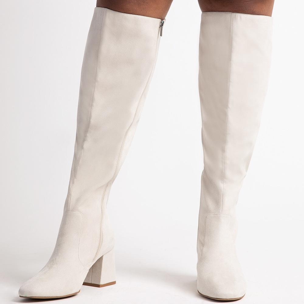 ELOQUII | Lane At The Knee Boots Cream 9W NEW